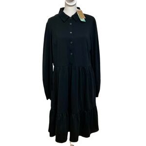 BODEN women's Jemima tiered jersey shirt dress black‎ preppy sustainable 10 NWT